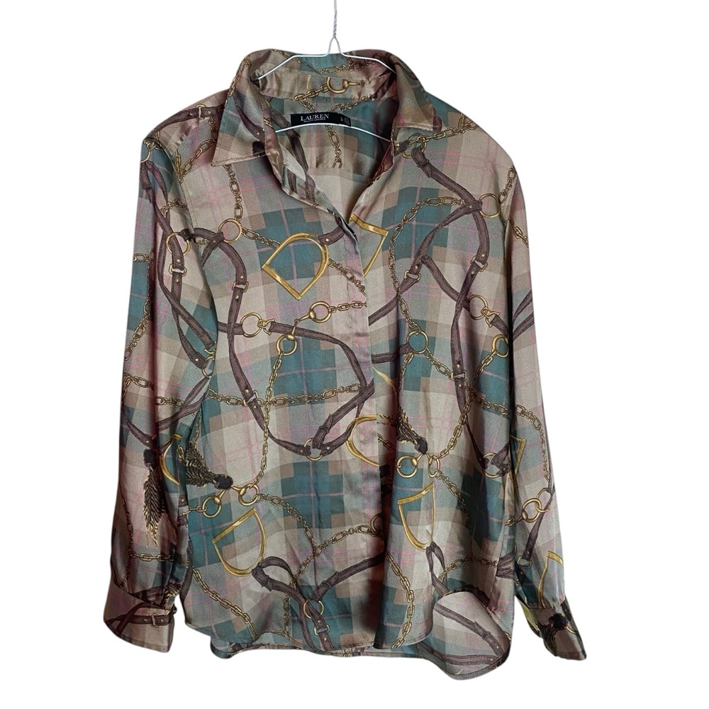 Ralph Lauren Equestrian Print Shirt in Gold and Brown